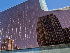 Copper glass facade of the Parq Vancouver tower