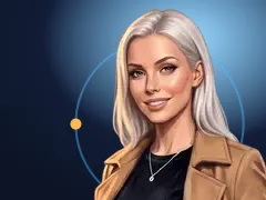 A woman holding a board with the distance to Planet Bingo